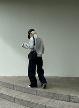  Curved stitch denim pants