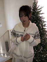 Pico Snow Nordic Collar Two-Way Knit Zip-Up
