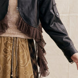 Balletcore Lace Two-Way Two-Piece Look Leather Jacket