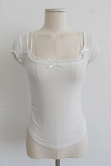RUFFLE-TRIM RIBBED BABY TEE (4COLORS!)