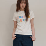 MELLOW DREAM チェックレターハーフTシャツ