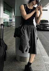 Pigment Silver Charcoal Bermuda Training Pants - Cargo Style