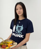 I PUNKデビルハートTシャツ - [ネイビー]