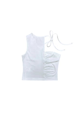 BEBE UNBALANCE SLEEVELESS TOP / WHITE
