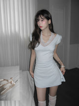 [MADE] Roena Halter-Neck Lace Mini Dress