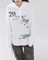 (UNISEX) Attack Henley Hooded Long Sleeve
