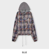 Vince damage checked hoodie jacket