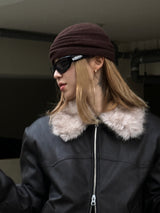 Raccoon fur leather JK [3color]