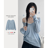 ウール ニット フェス ルーズフィット ディープ Vネック ニット (7 colors)