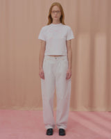 ウェーブパールリボンクロップTシャツ-WHITE