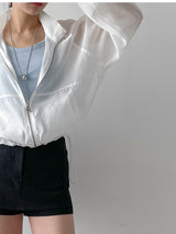 Organza Raglan See-through Blouson Jumper