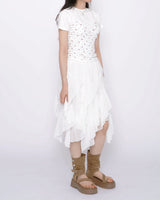 Slide diagonal frill midi skirt