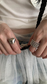 Silver layered bold ring