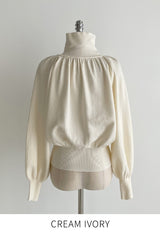 Colb Puff Shirring Button Polar Knit