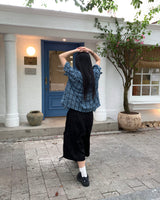 チェックフードシャツ