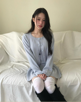 [♡MADE♡] トーンデューニットフレアワンピース + ソフトカーディガンセット