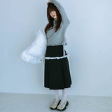 リボンプリーツスカート (black)