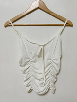 (INNER POINT ITEM♥/LOVELY) 2 COLORS ストリングボウプリーツレースディテールノースリーブタンク