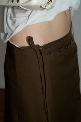 Button String Midi Skirt (Brown)