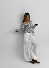 [MADE] Vito Stripe Boat-Neck Crop Long Sleeve T-shirt