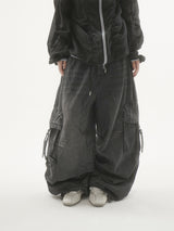 Drop buckle cargo denim pants -2C