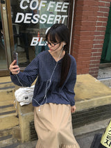 26SS★ [BAONHAUS] Lumie Check Ribbon Blouse