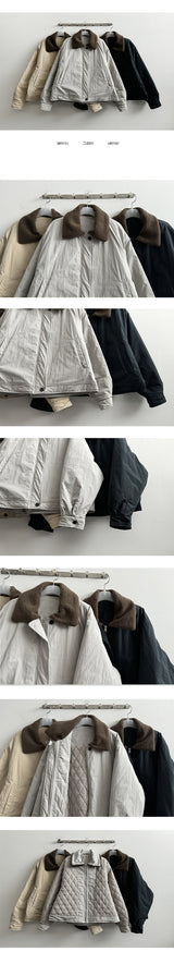 Fobon wool collar quilted jumper