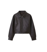 [F/W] Leather basic crop jacket(2color)