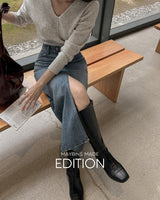 【MADE】Slit denim long skirt