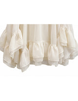 Hazel Sheer Ribbon Strap Frill Sleeveless Pink