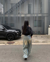 Side vintage denim pants