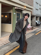 ソライブ マキシ ロング ヘリンボーン シングルコート