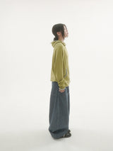 ブリックフィンガーホールワッフルフーディーTシャツ -3C