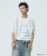 RAW CUT KNIT HALF SHIRT