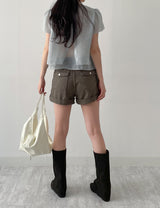 Organza Plain Layered Short Sleeve Blouse