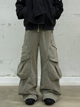 RELABEL スペーシャル リレイションズ  (Negative Exhibition Space) ディストレスドウォッシュウォーターポケットマルチポケットウォークウェアトラウザーズ
