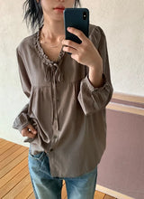 26FW★ [BAONHAUS] Muon Shirring Ribbon Blouse