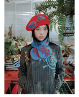 New product UnsocialNight original autumn and winter 水玉模様 ニットスカーフ 両面カラーコントラスト