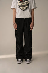 SUEDE COTTON CARGO PHANTS (BLACK)