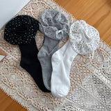 French Polka Dot Bubble Frill Ribbon Socks