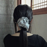 hideko oriental silver scrunchie