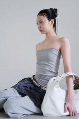 EYELET LEATHER BAG -WHITE