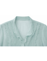 ロイズリボンタイラッフルシフォンブラウス Mint