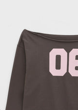 [MADE] フェリティボートネックプリンティングクロップロングスリーブTシャツ