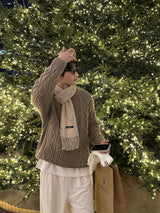 LMN Cent Fisherman Oversized-Fit Cable Round Knit (5 colors)