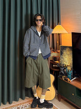Oversized Striped Hooded Sweatshirt 2COLOR