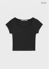 [B-BASIC] クールスタンダードUネッククロップ半袖Tシャツ (2SIZE)