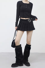 Deniyan Belt Pleated Skirt