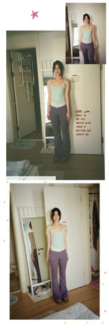 stripe boot cut pants navy