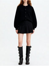 [Unisex]リザーブボタンオーバーフィットカーディガン[BLACK]